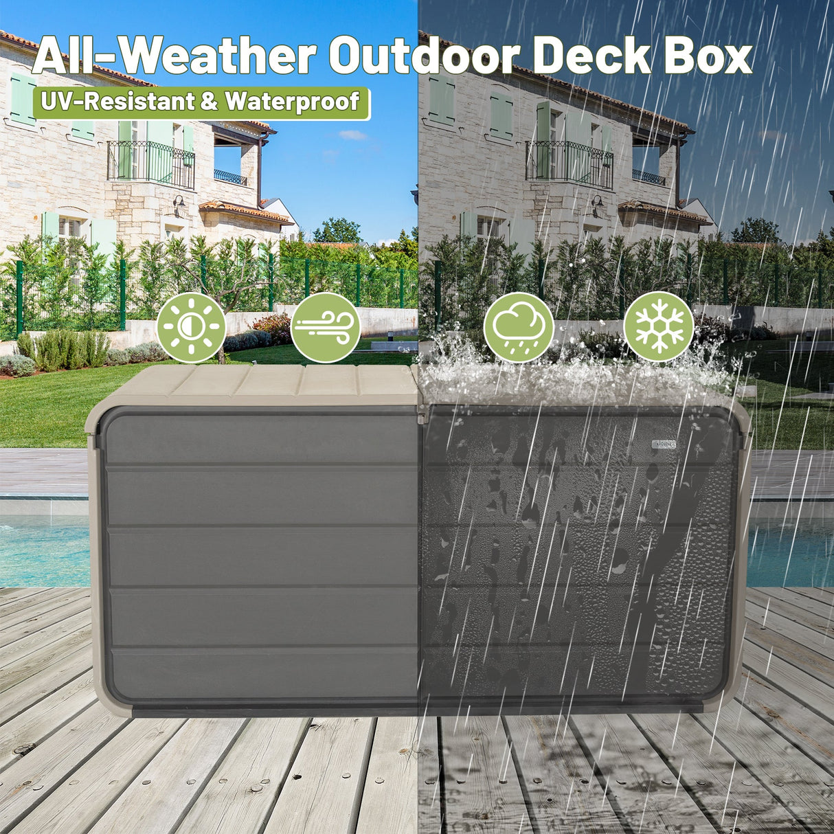 260 Gallon Plastic Deck Box - Large Patio Storage Box