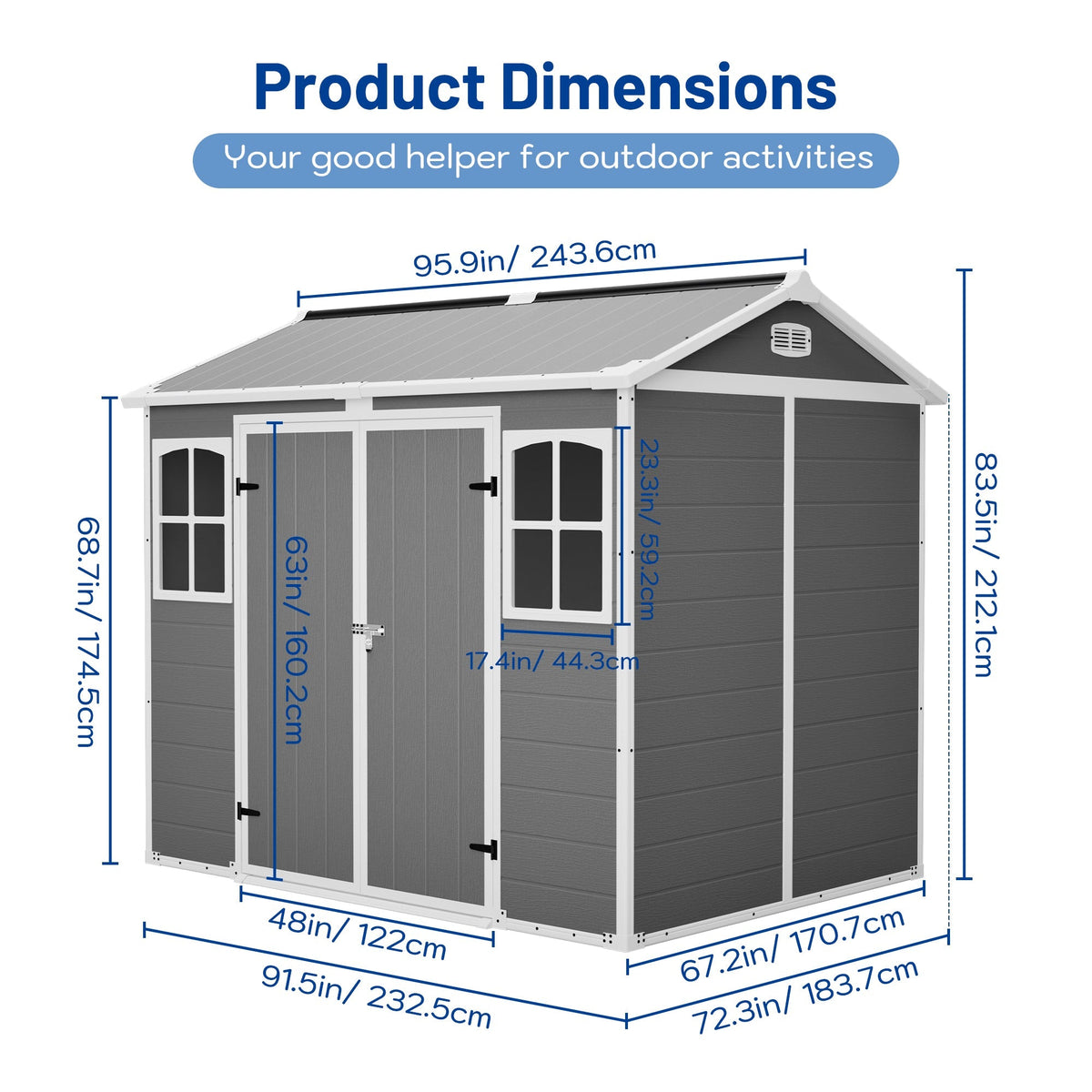 Plastic Utility Shed 8x6 ft with Floor – Lockable Storage Shed