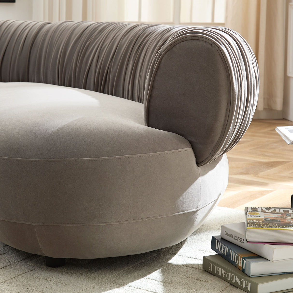 Modern Curved Sofa with Elegant Crescent Design