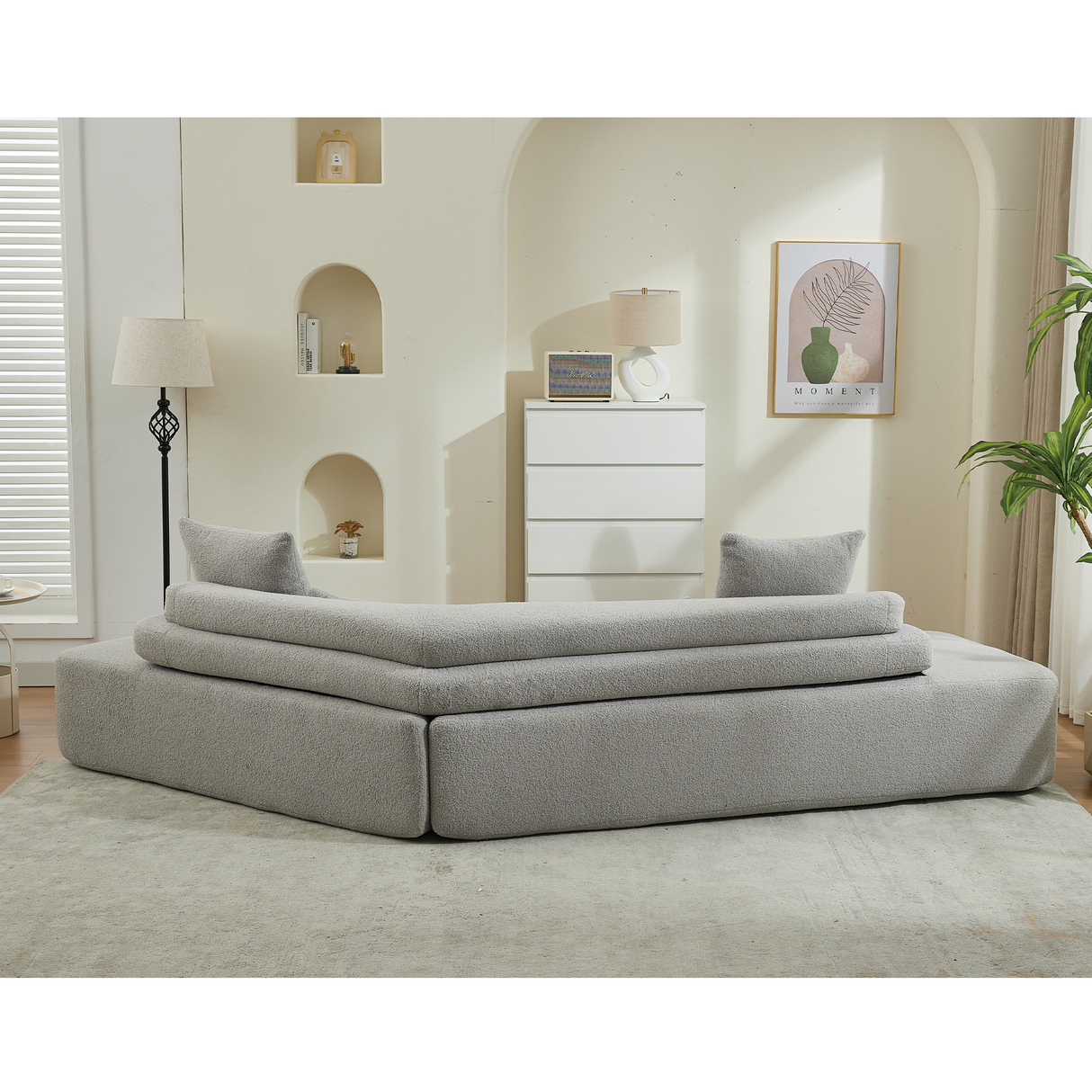Minimalist Cloud Sectional Couch - 4-Seater in Light Gray