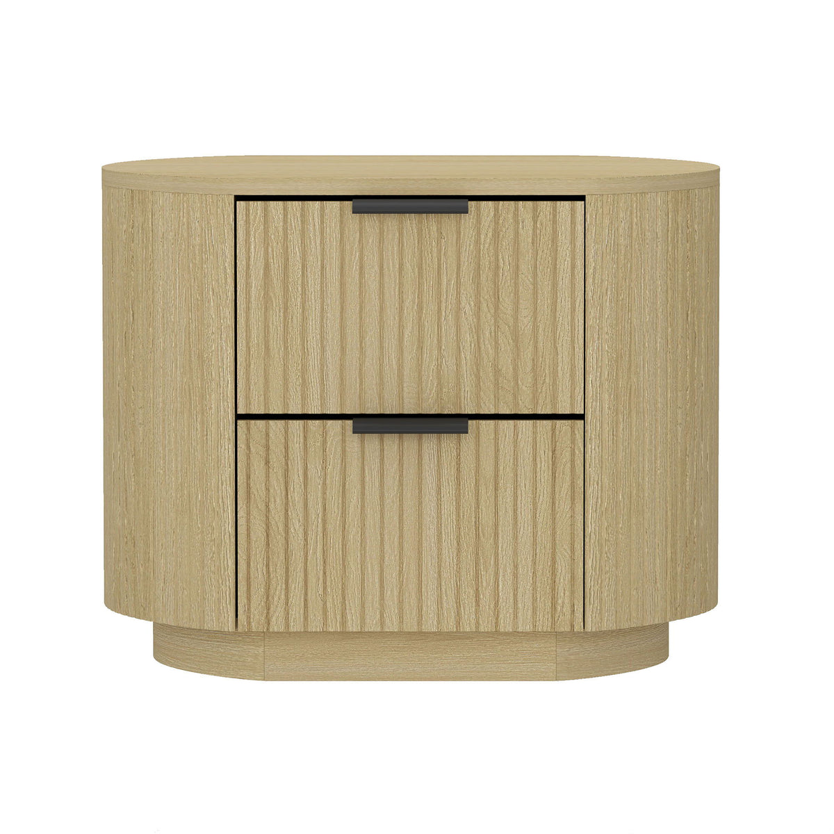 Oak Nightstand with 2 Drawers – Ribbed Texture