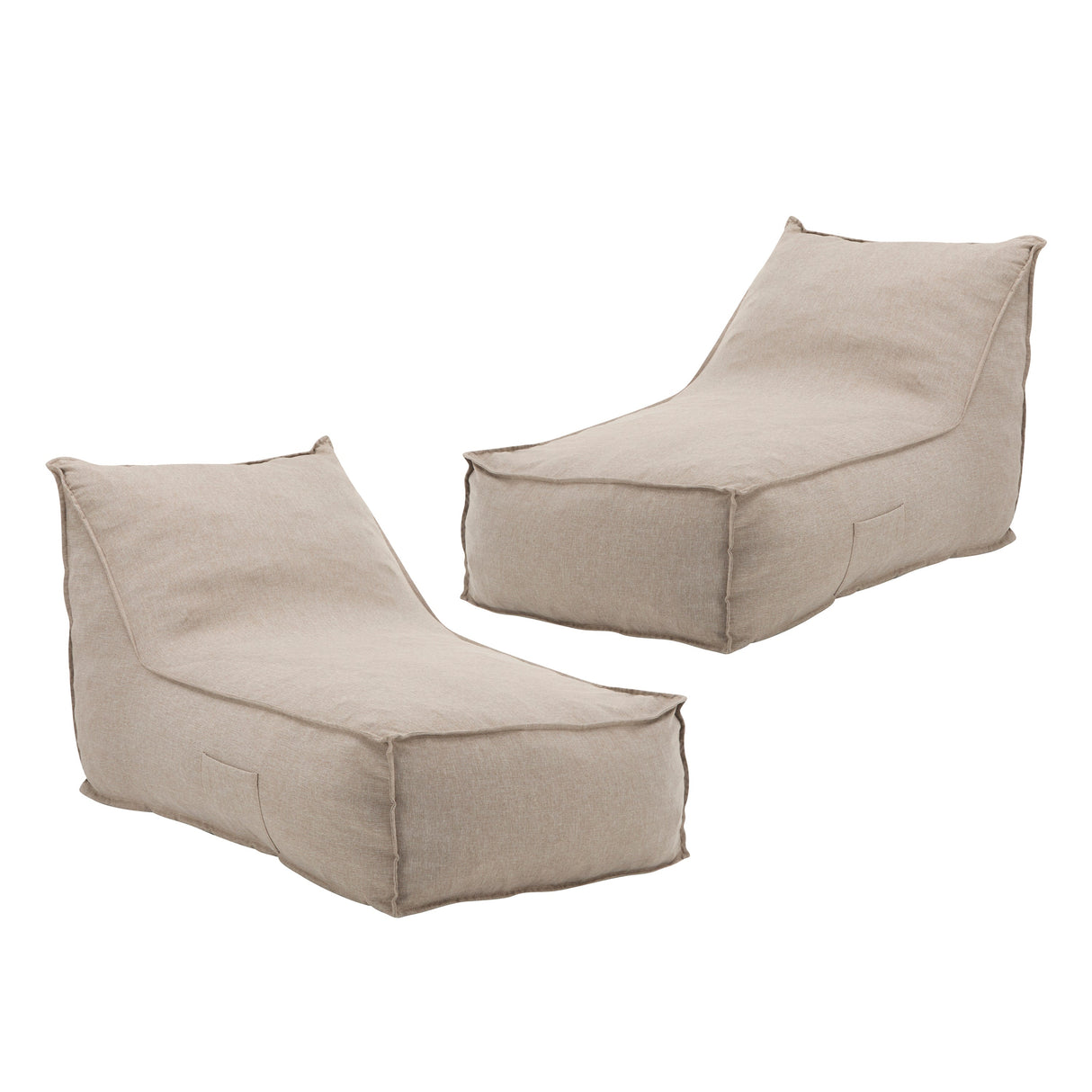 Perry Outdoor Bean Bag Lounge Chair Set of 2 in Beige