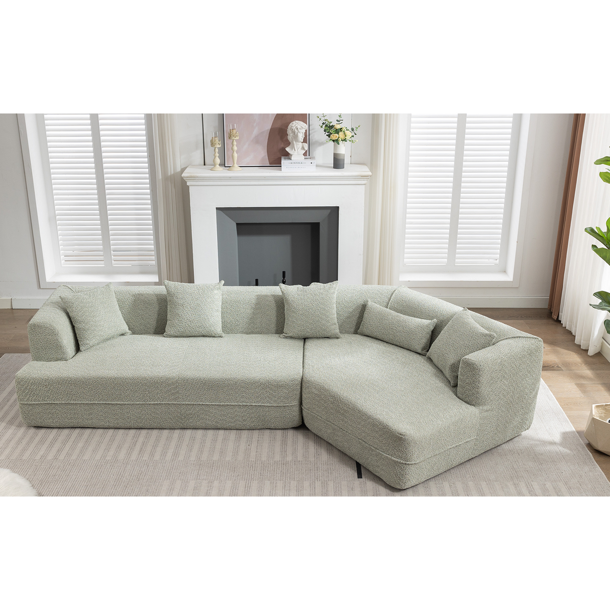 Modular Sofa Modern Minimalist Style Green Upholstered