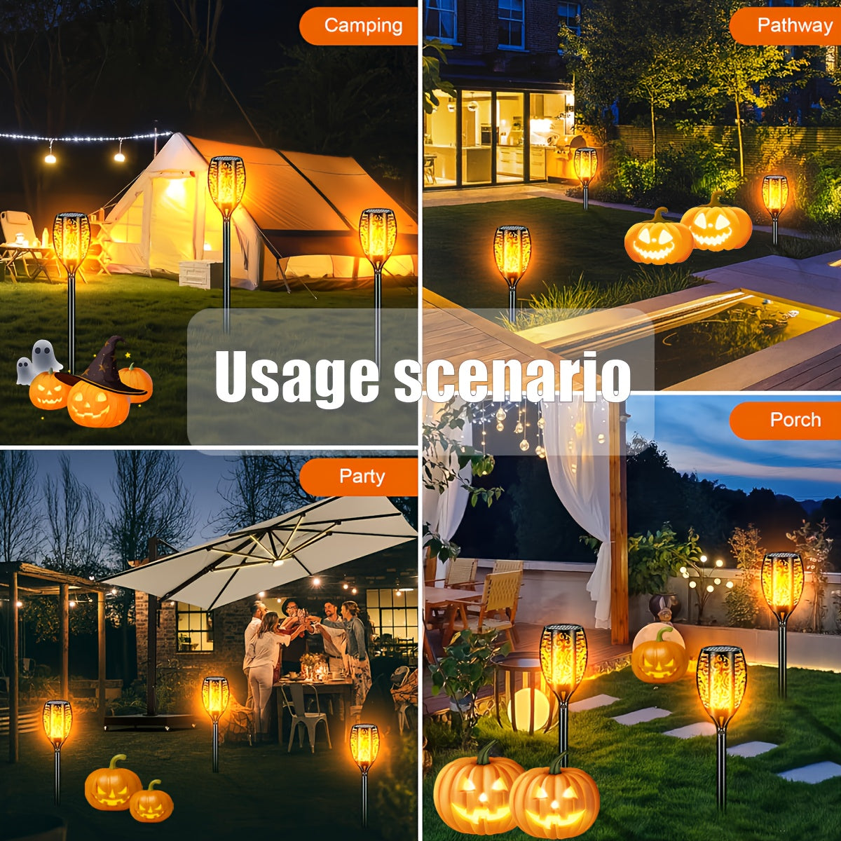 8-Pack Solar Flame Torch Lights – Flickering Outdoor Garden Lights for Patio & Lawn