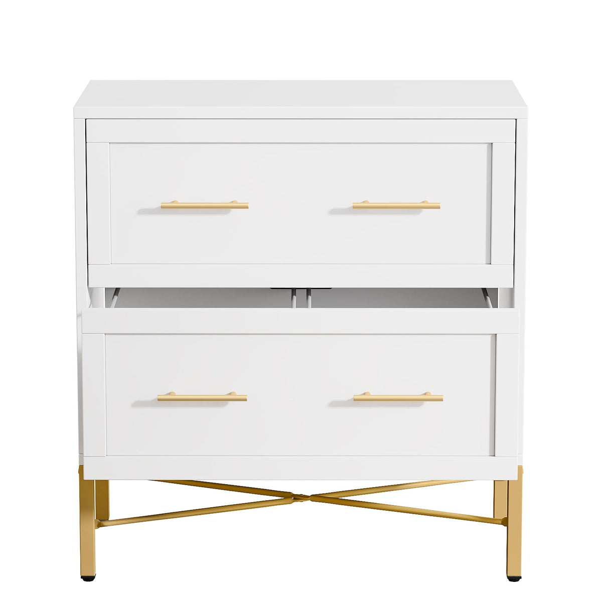 2 Drawer Lateral File Cabinet With Anti Tilt Safety, Filing Storage For Letter / Legal / A4 Files - White