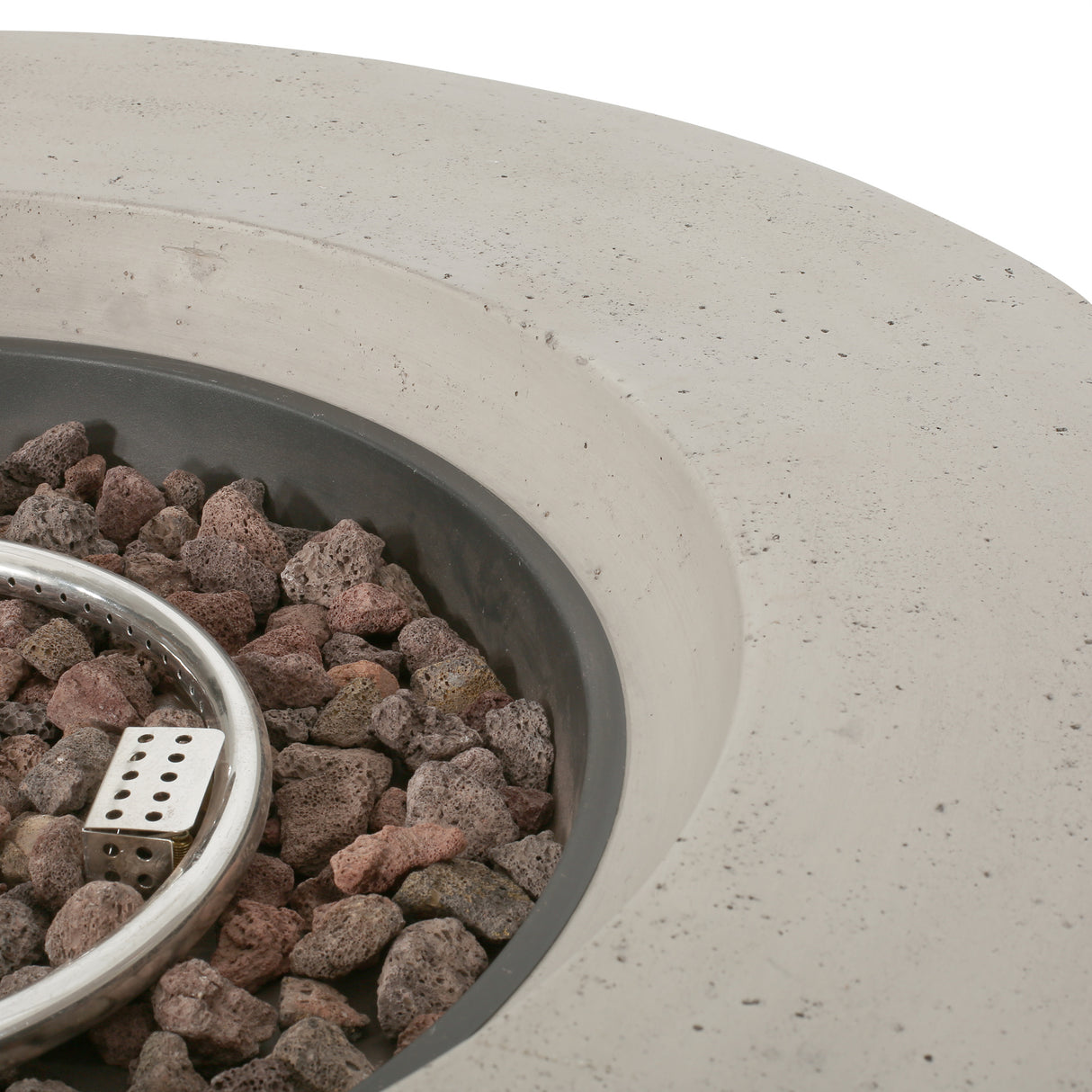 Modular circular concrete propane fire pit, light grey 50,000 btu