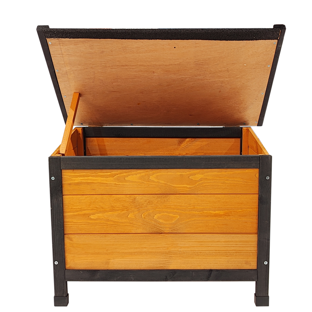 XPT088 Wearable and Strong Wooden Dog House with Metal Bowls and Toy Box