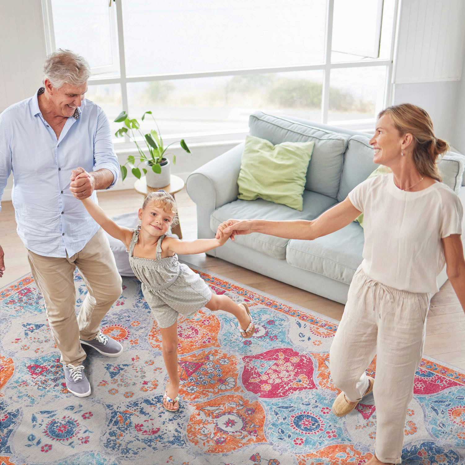 Naar area rug 5x8, washable rug, low-pile, non-slip, non-shedding, foldable, kid & pet friendly - area rugs for living room, bedroom, kitchen, dining room rug - perfect gifts, (cream, 5' x 8')