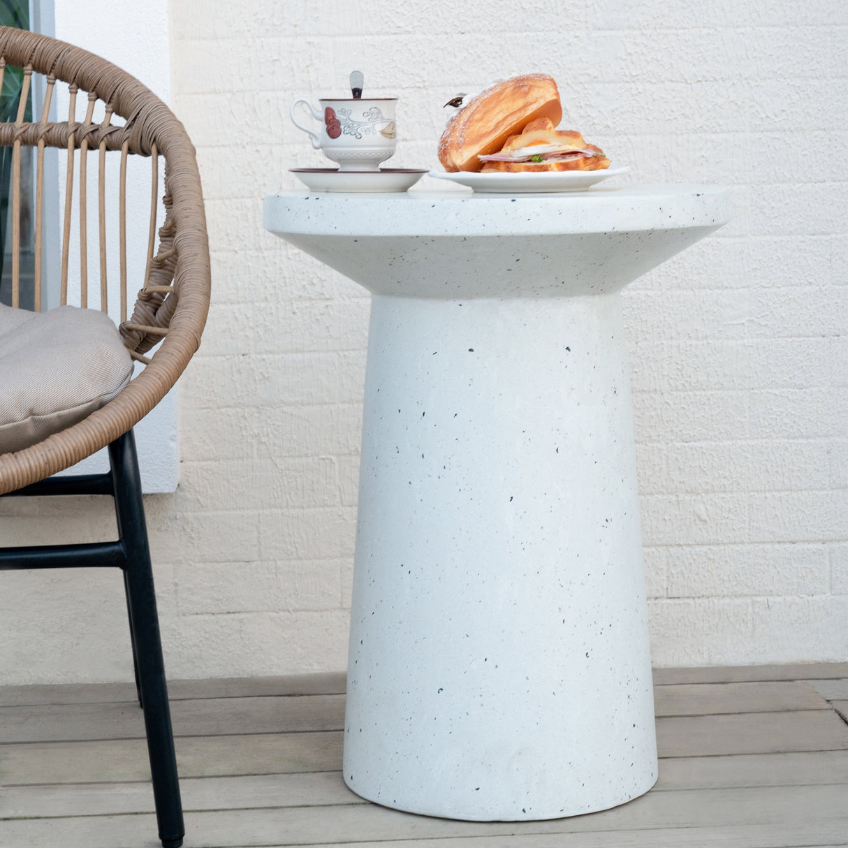 Outdoor 24' H MGO Terrazzo Side Table, White