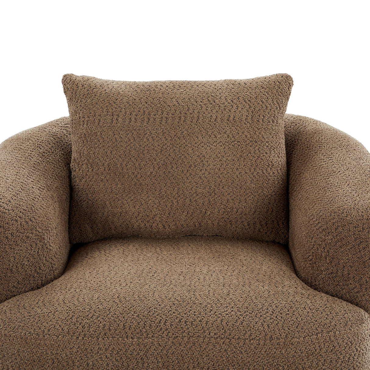 Chenille Upholstered 360° Swivel Chair with Throw Pillow, Dark Brown