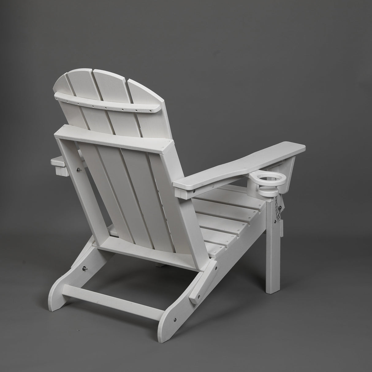 Folding Adirondack Chair with Dual Cup Holder - White Composite