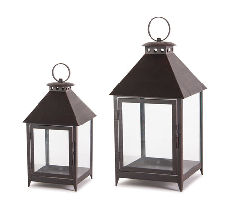 Footed-Iron-Metal-Lantern-(Set-of-2)-Outdoor-Lighting