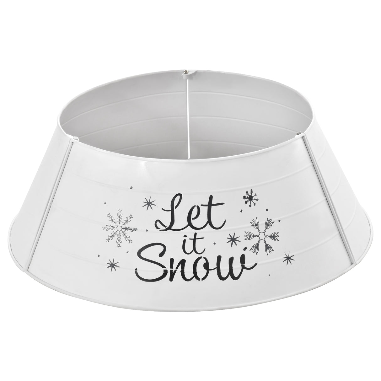 Christmas-Tree-Collar,-Steel-Tree-Ring-Skirt,-Home-Xmas-Decoration-for-Christmas-Tree,-26'-x-26'-x-9',-White-