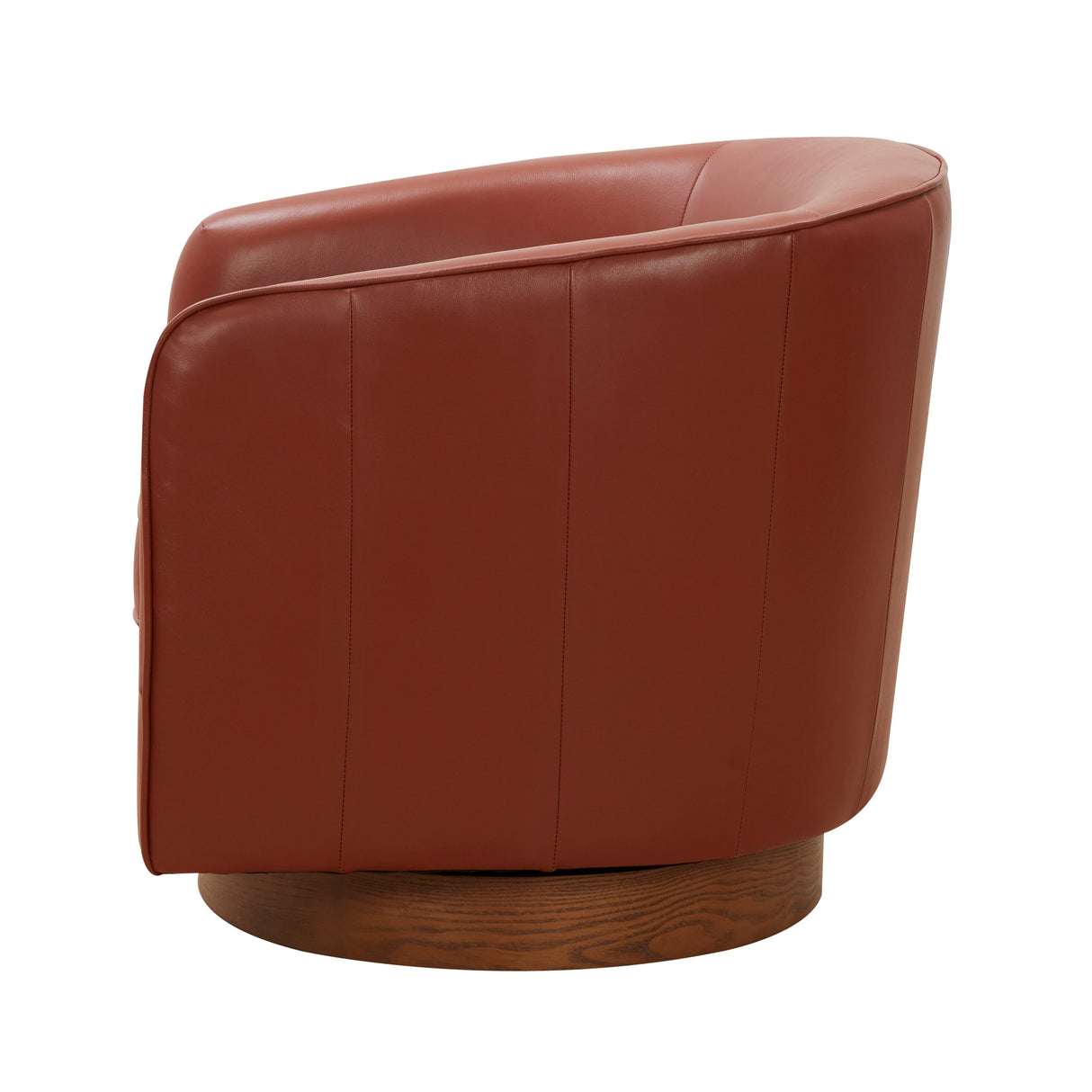 Tessa Caramel Top Grain Leather Swivel Chair with Wood Base