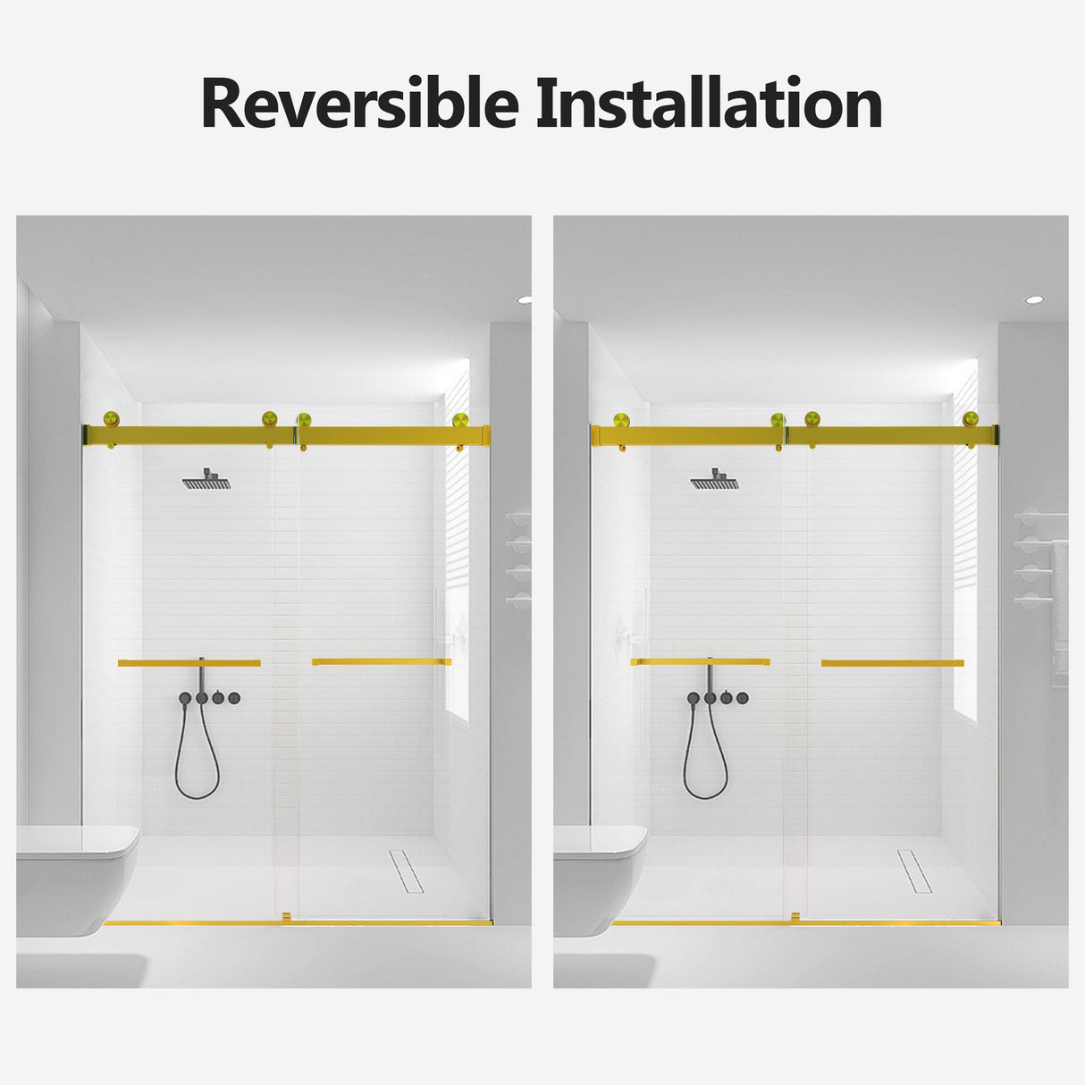 56-60 Inch Width by 76 Inch Height Frameless Double Sliding Soft-Close Shower Door