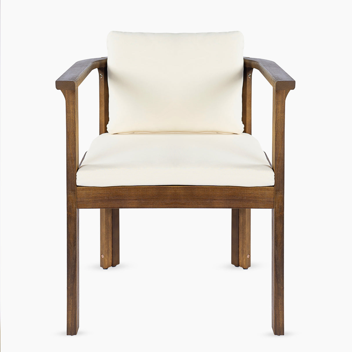 Outdoor Dining Chair Set of 2 with Curved Acacia Wood Arms