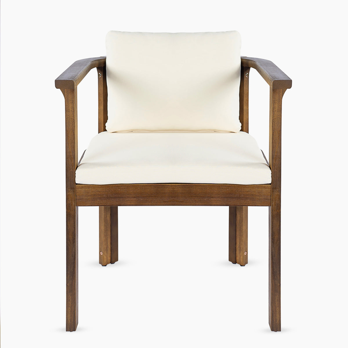 Outdoor Dining Chair Set of 2 with Curved Acacia Wood Arms