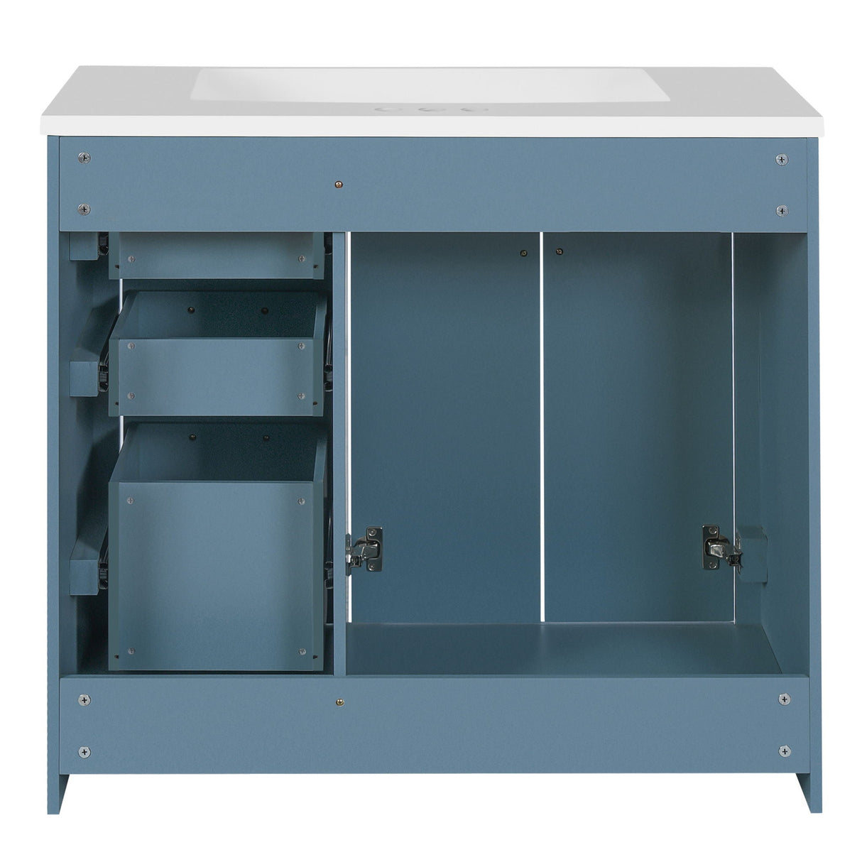Bathroom Vanity With Sink, Storage Cabinet, Freestanding Set With 3 Drawers & Soft Closing Doors - Indigo