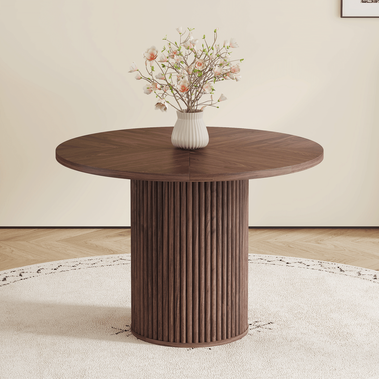 Modern Spliced Circular Dining Table With 42 Inch Diameter