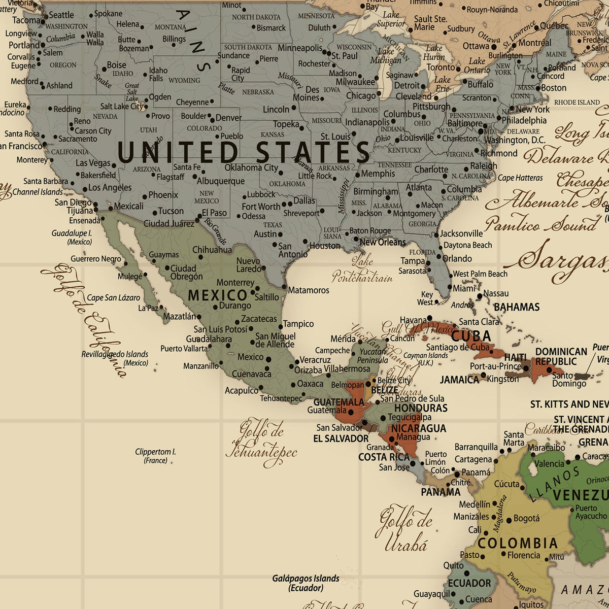 Custom Push Pin World Map Wall Art Canvas Print – Custom