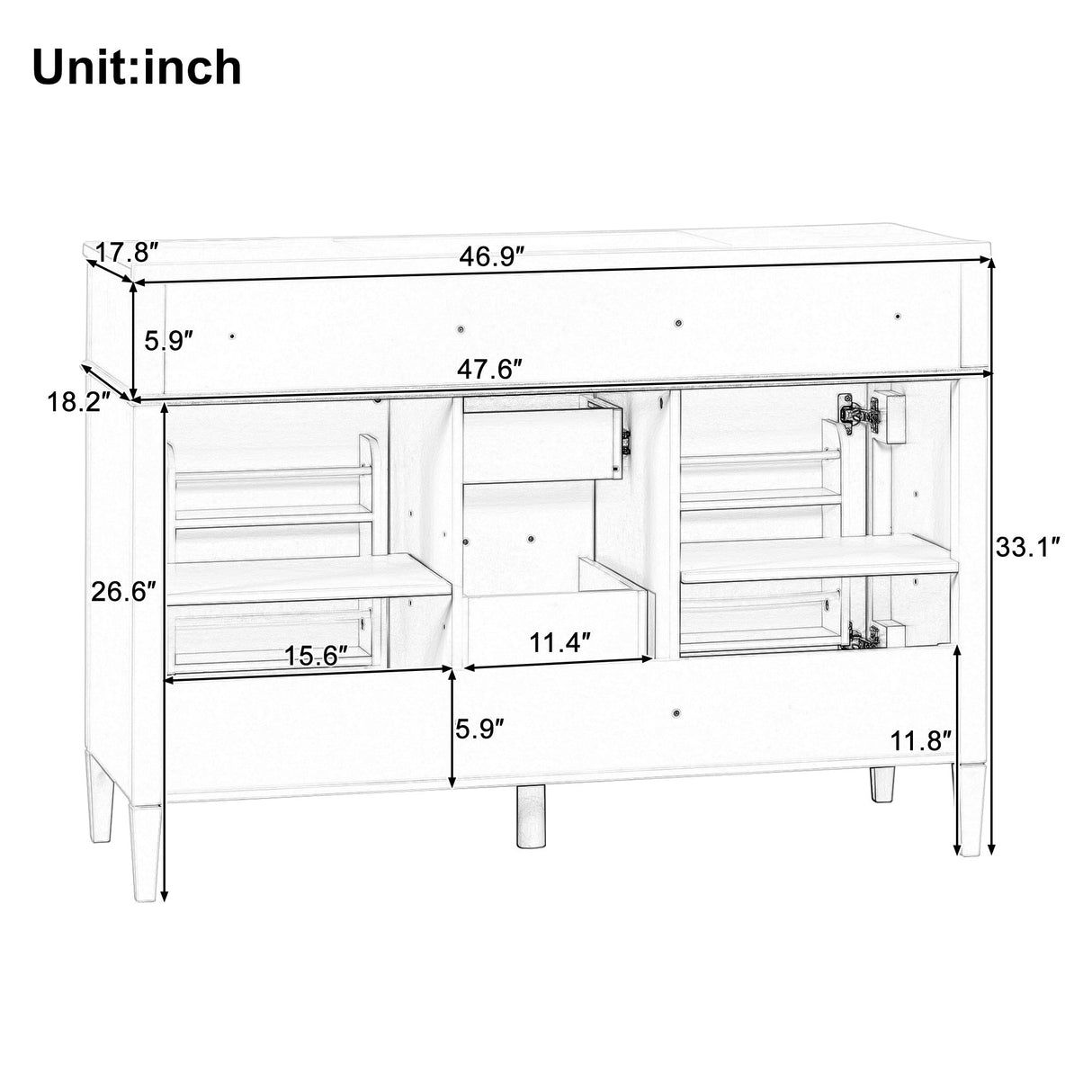 48 Inch Bathroom Vanity with Composite Sink Top