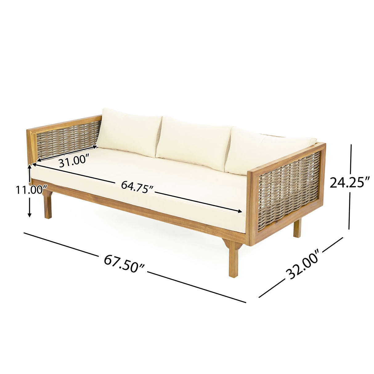 Claremont 3-Seater Daybed and Acacia Wood Patio Table
