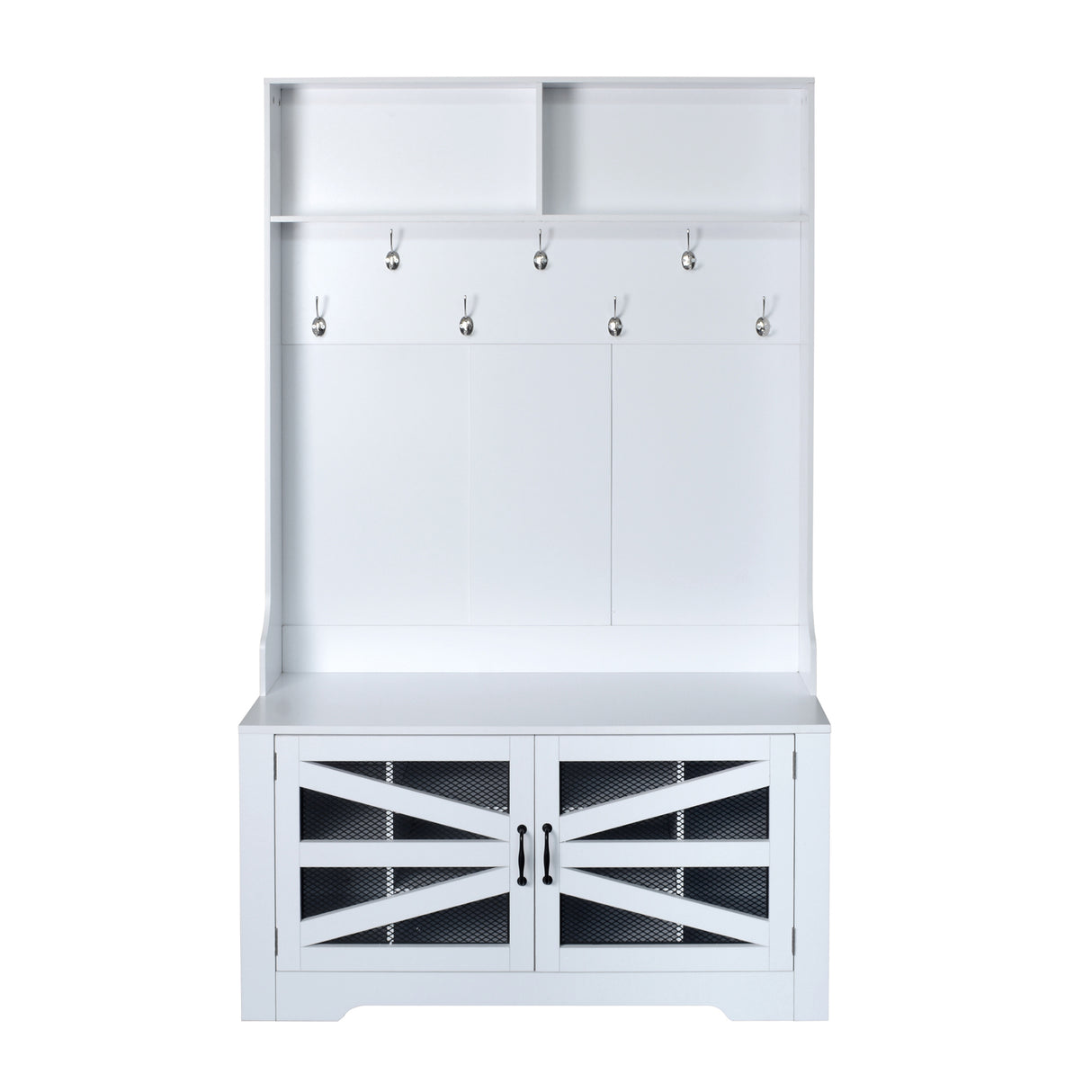 43.3'' Entryway Bench with Coat Rack, 3-in-1 Design