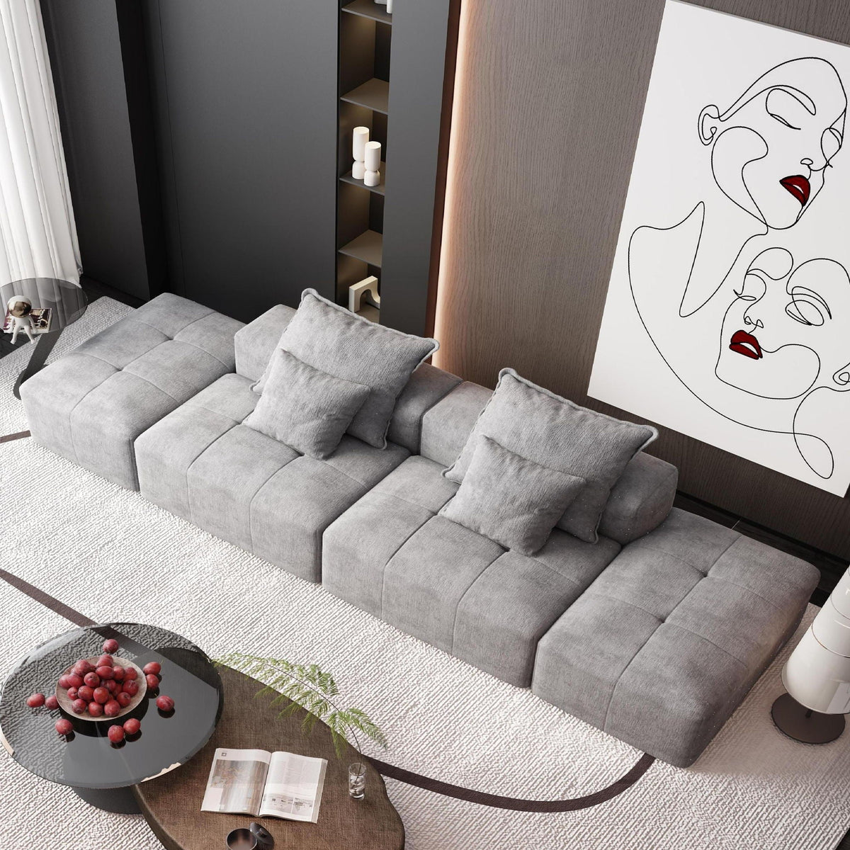 Modern Oversized Modular Sectional Sofa with Pillows - Multiple Colors