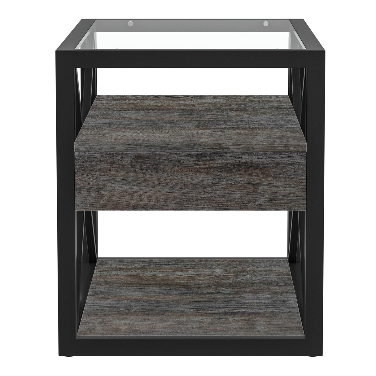 Set of 2 Modern End Tables with Drawer - Nightstand