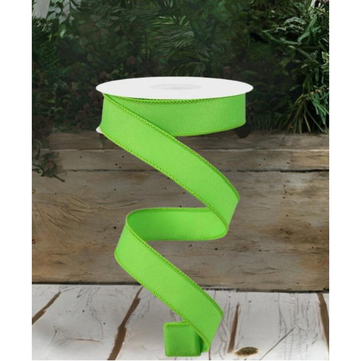 7/8" Diagonal Weave Ribbon: Lime Green (10 Yards)