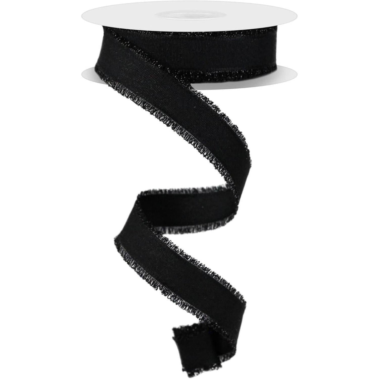 7/8" Fuzzy Edge Ribbon: Black (10 Yards)