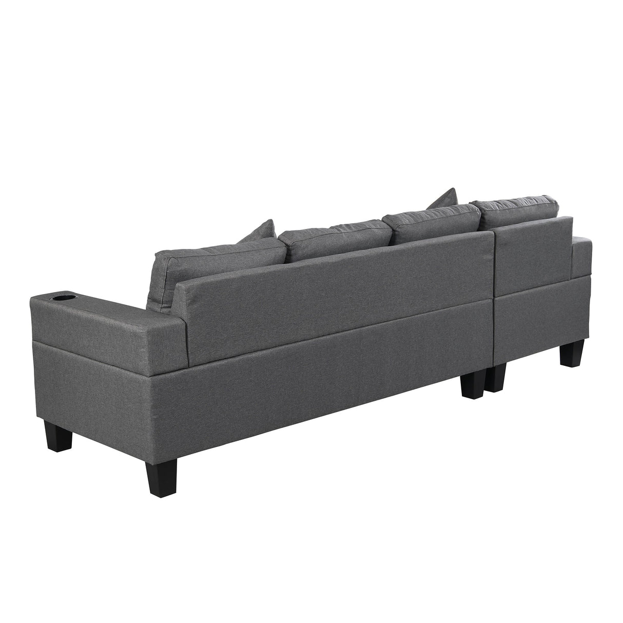 Modern Sectional Sofa Set with L-Shape Chaise Lounge and Cup Holders