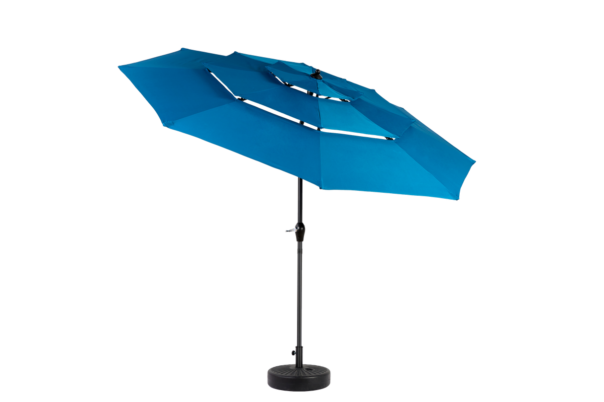 Aluminium 10ft 3 Tier Auto-tilt Outdoor Patio Umbrella - Dark Blue