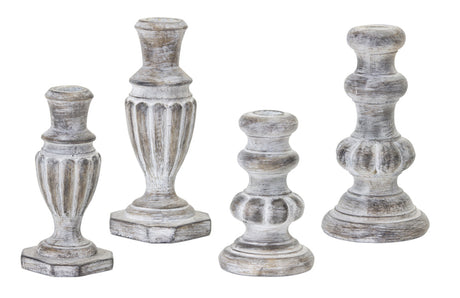 White-Washed-Stone-Candle-Holder-(Set-of-4)-Candle-Holders