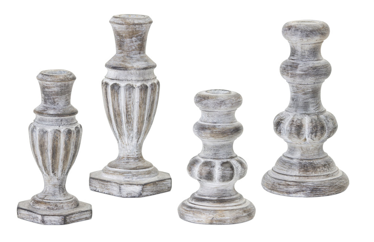 White-Washed-Stone-Candle-Holder-(Set-of-4)-Candle-Holders