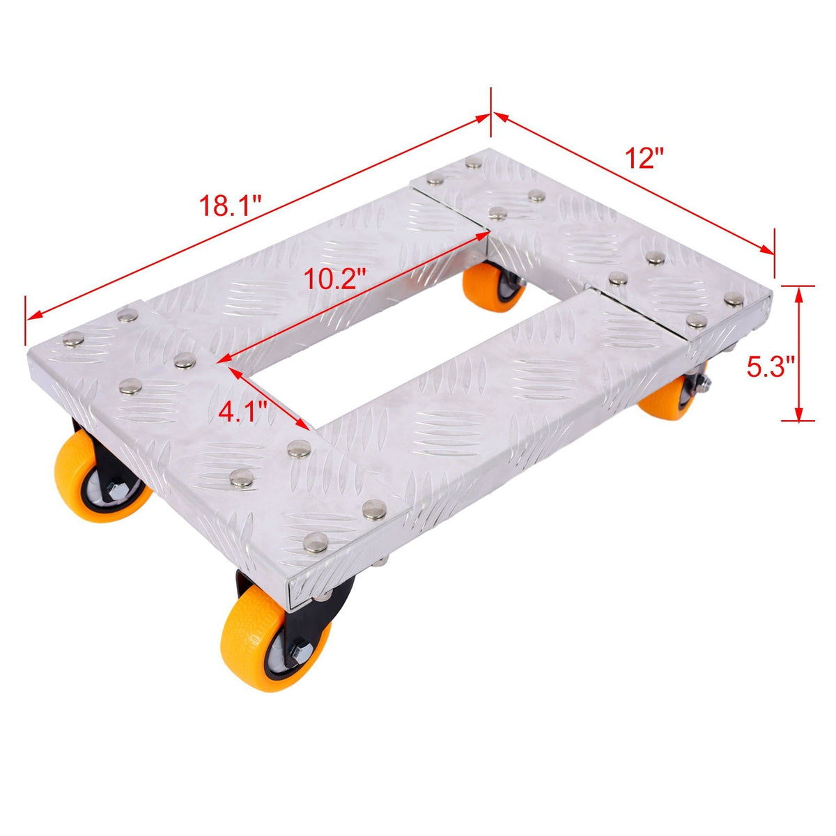 Heavy Duty Furniture Dolly Trolley Car, Aluminum Frame With 3" Tpu Professional Casters, Brake Option