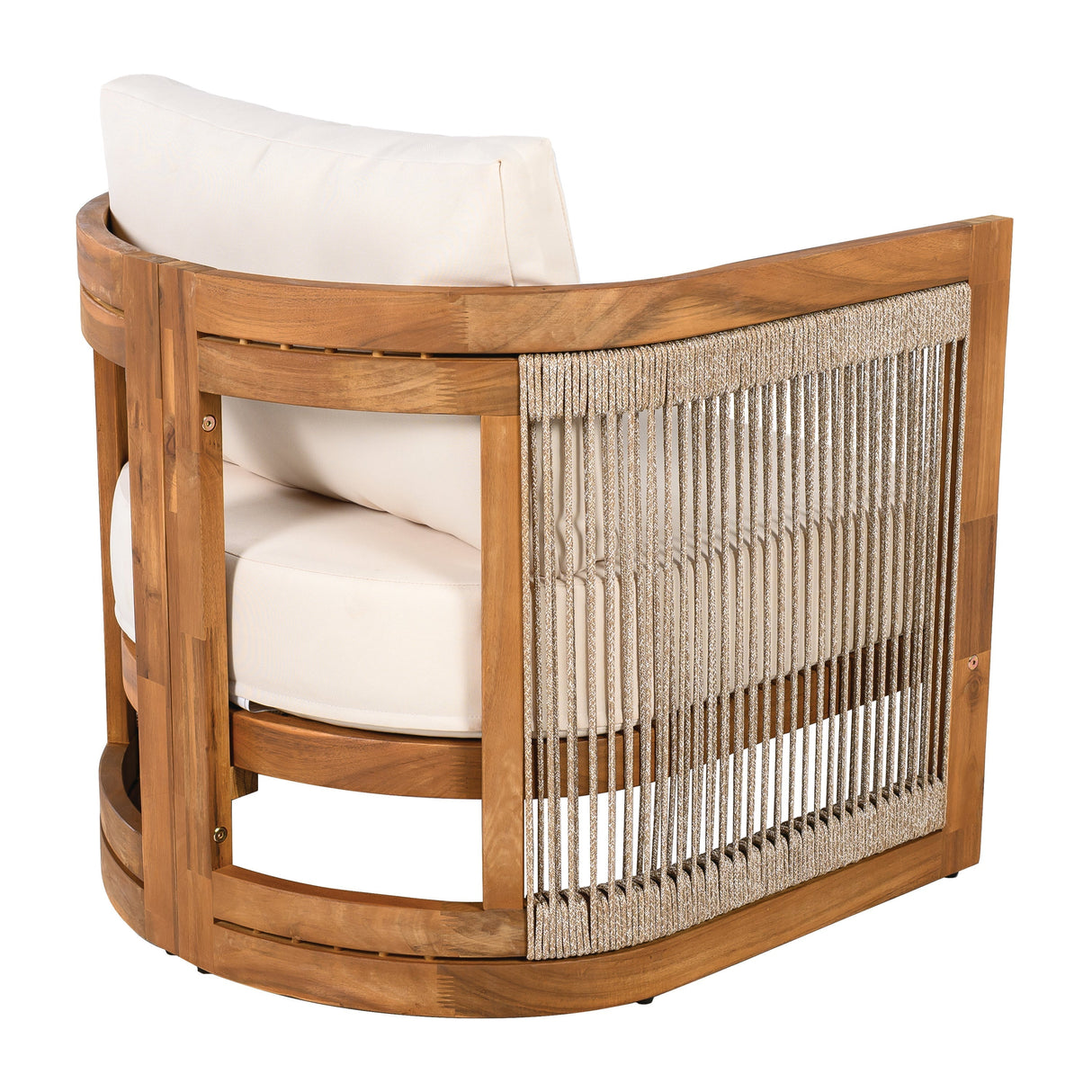 Premium Acacia Wood Outdoor Club Chair with Curved Tub Design