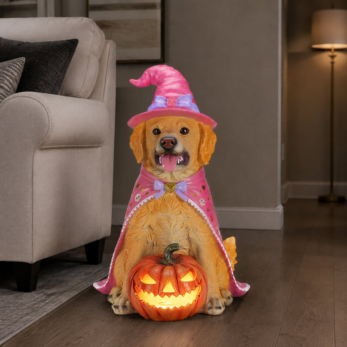 Halloween Golden Retriever Dog Statue