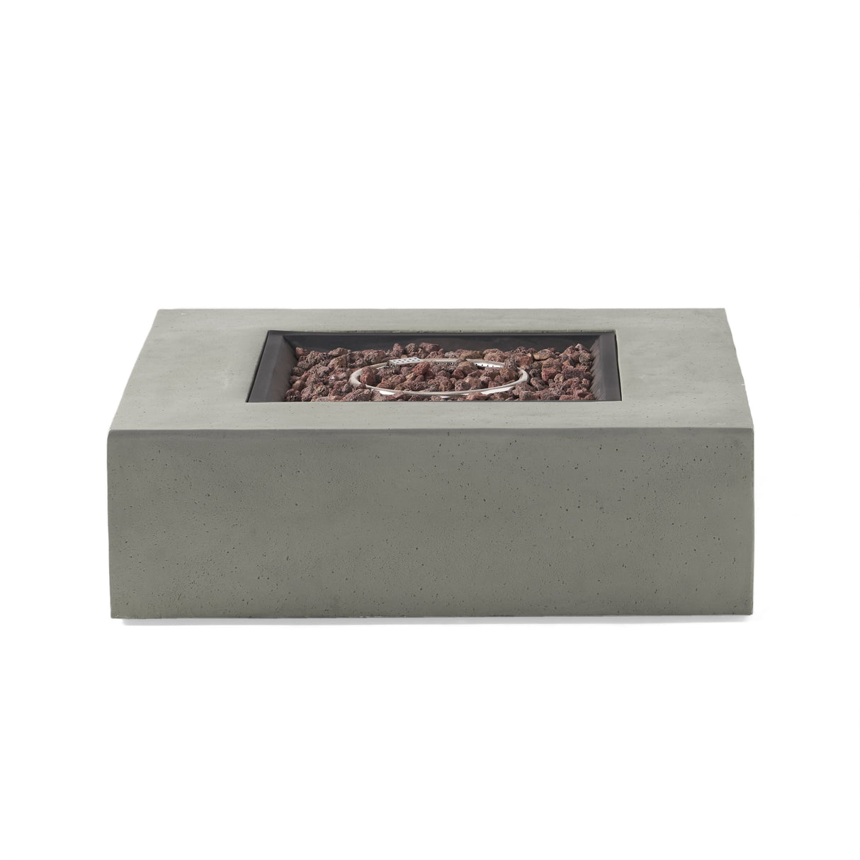 Contemporary 50,000 BTU Square MgO Fire Table with Clean Lines in Light Grey