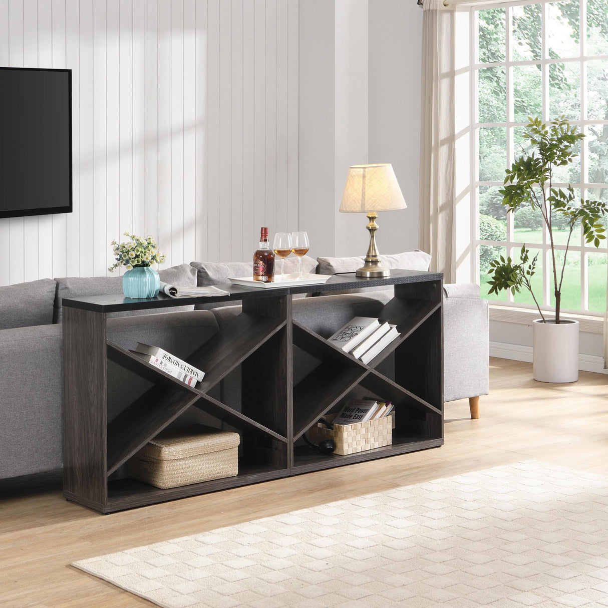 Modern X-Frame Console Table – Elegant Entryway and Office Storage