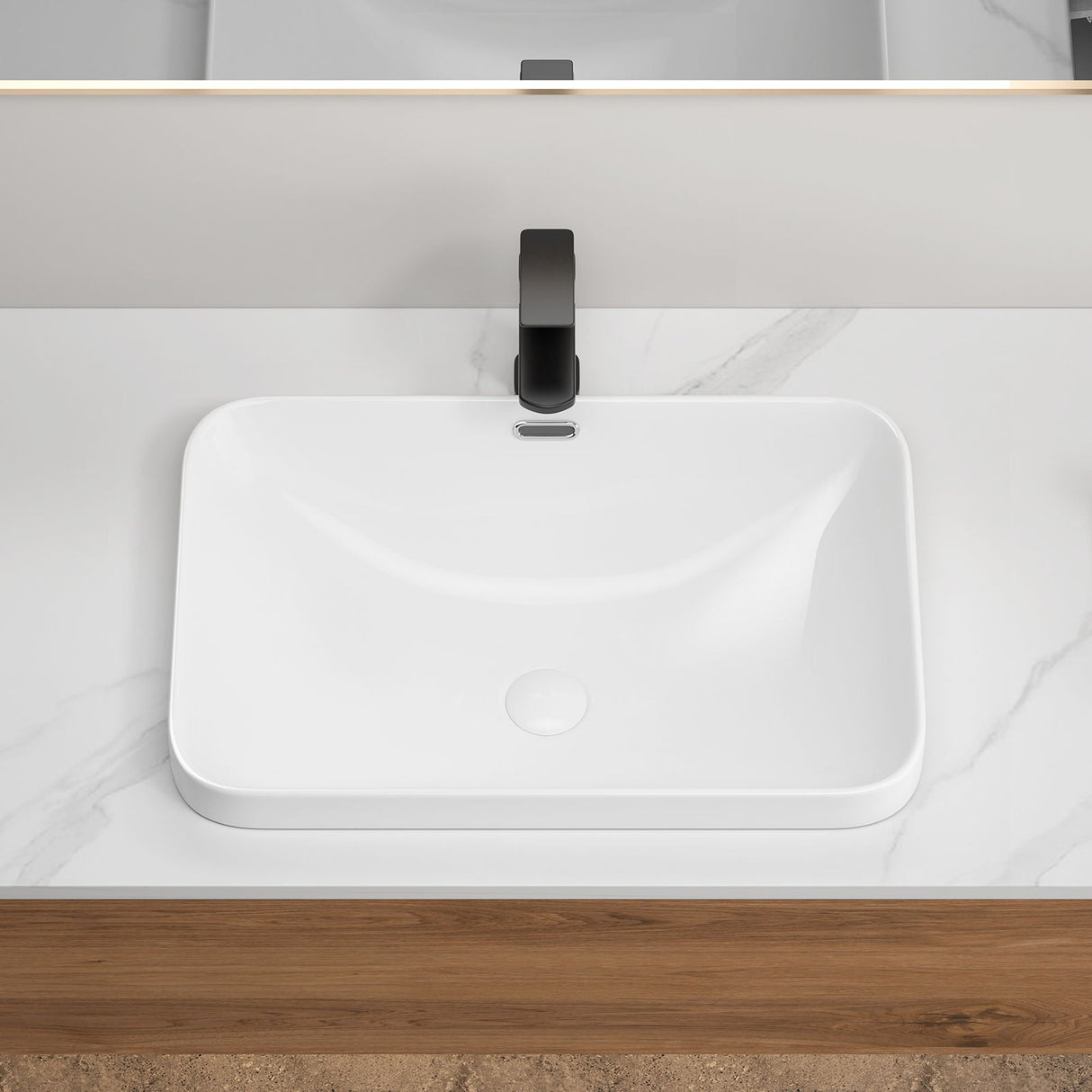 Undermount Bathroom Sink, Vessel Basin For Vanity Countertop - Milk White