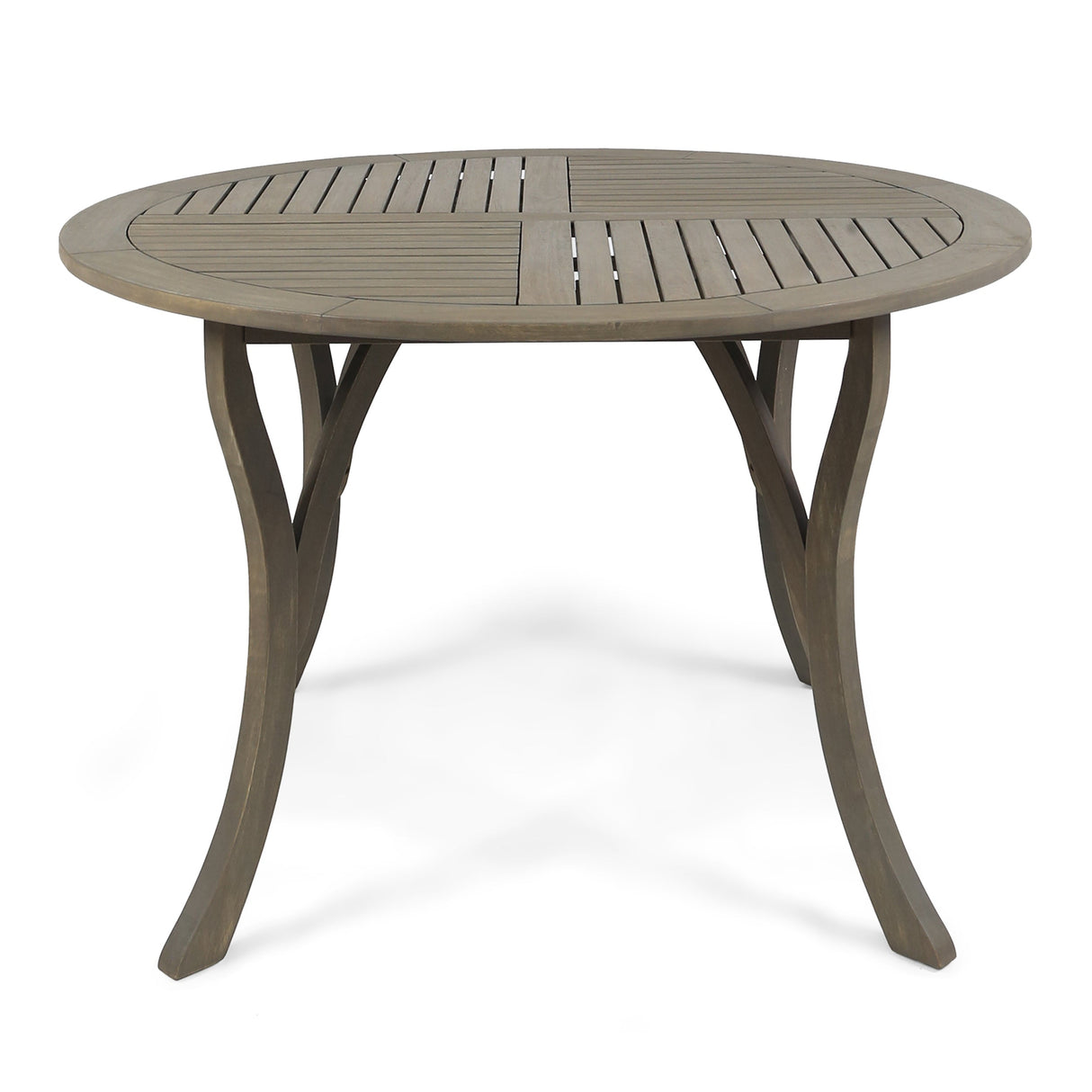 Outdoor Acacia Wood Round Dining Table with Curved Legs