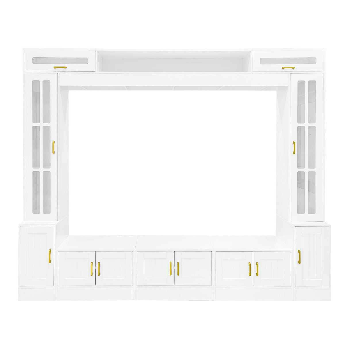 Wall Unit Entertainment Center With Bookshelves For TVs Up To 80"