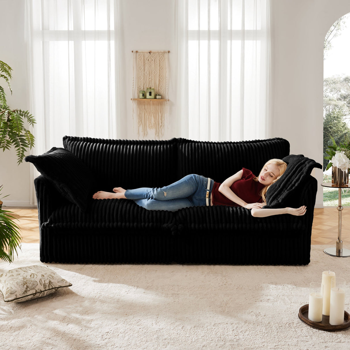 Modern Slipcovered 2-Seat Sofa Couches for Living Room