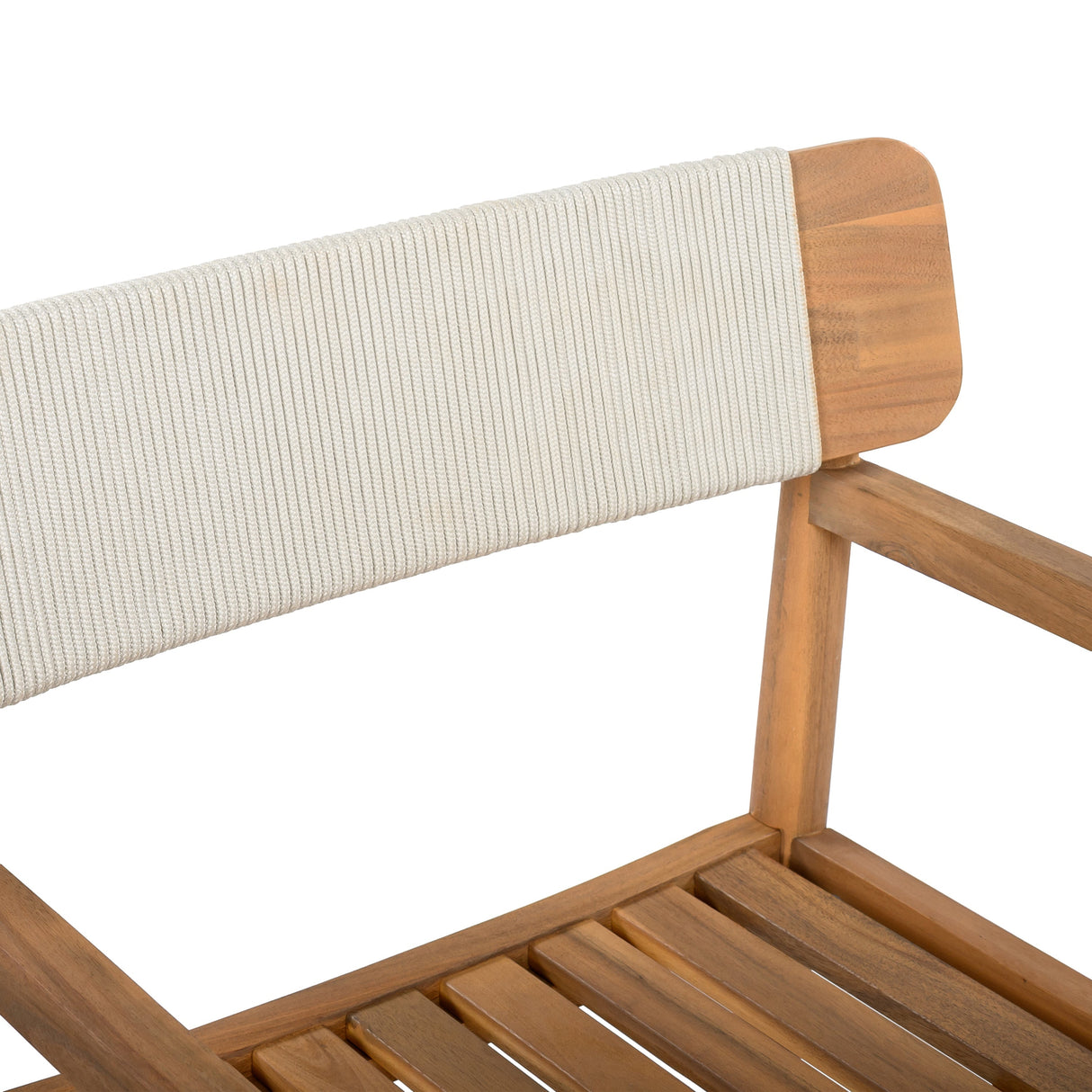 Creative Braided Acacia Wood Outdoor Dining Chairs with Armrests – Set of 2