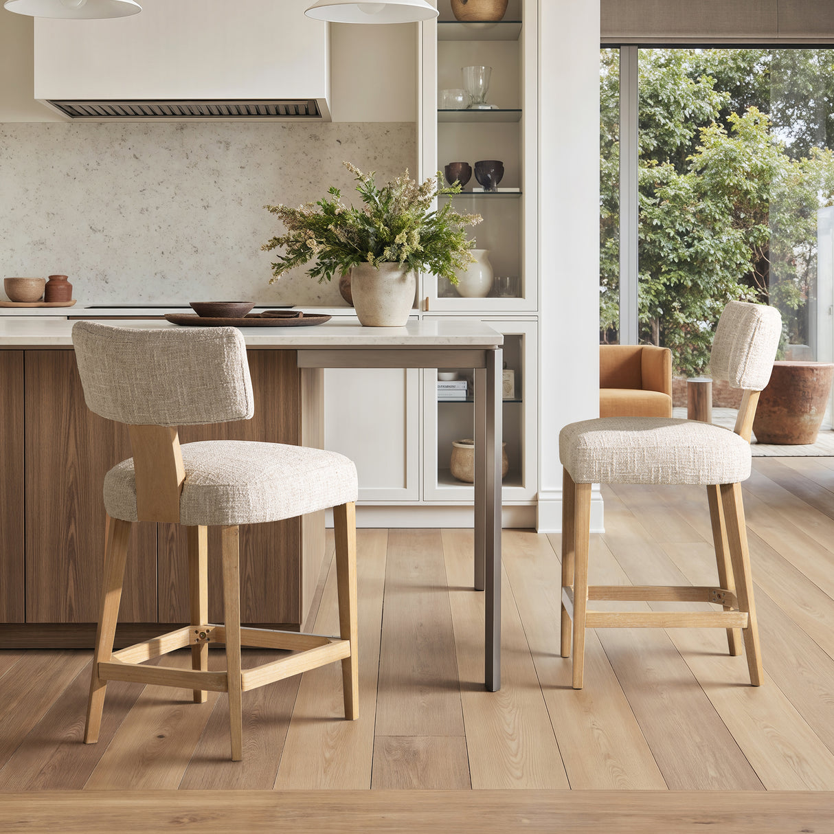 Penny-Round-Arched-Upholstered-Counter-Stool,-Set-of-2,-Travertine-Beige-Chenille-Counter-Stools