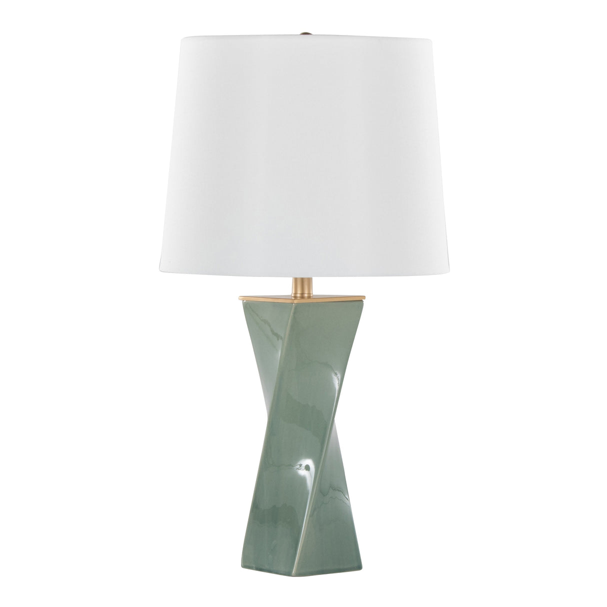 Curvo Square Contemporary 27" Ceramic Table Lamp in Sage Green