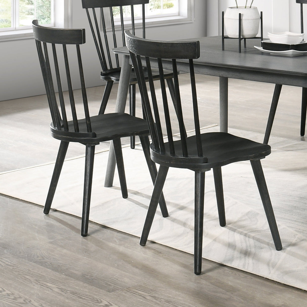 Modern Farmhouse Spindle Back Dining Chairs, Set of 2