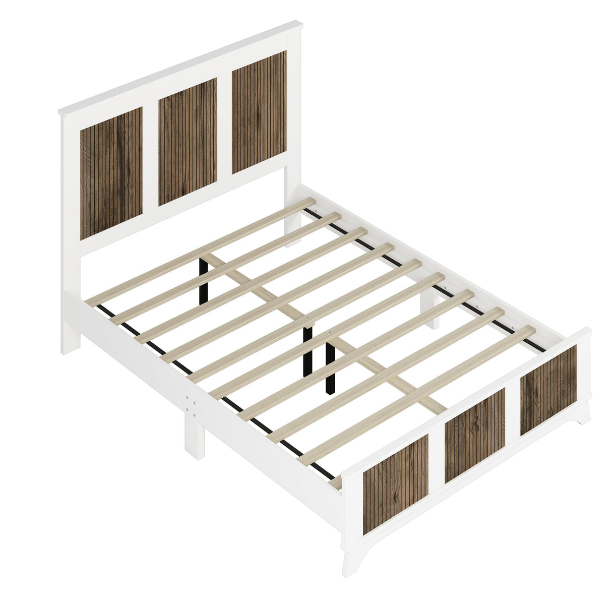 4-Pieces Bedroom Sets, Queen Size Farmhouse Platform Bed with Storage
