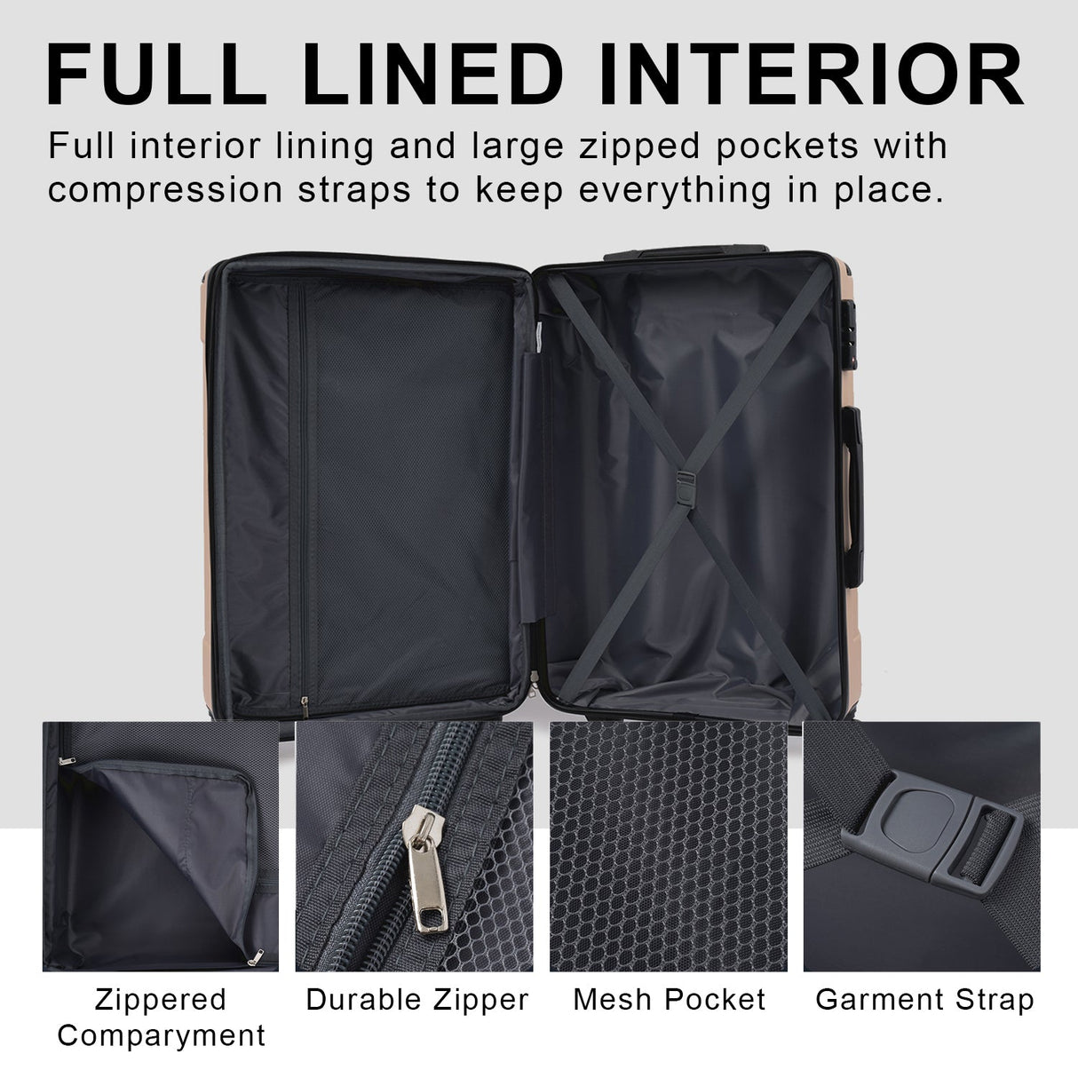 3 Piece Expandable Hard Shell Luggage Set with TSA Lock